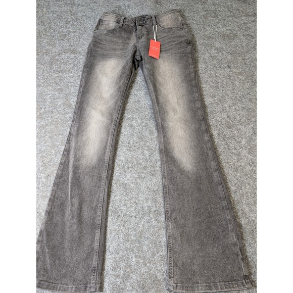Flamingo Pants - NWT Flamingo Black/Gray Stretch Jeans Size M Distressed Made For Curves Flare
